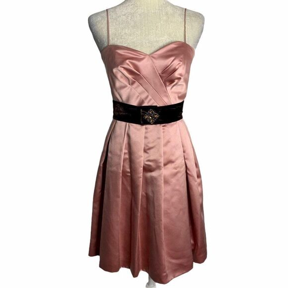 Vintage Pleated Sleeveless Mini Dress 4 Pink - Picture 1 of 8